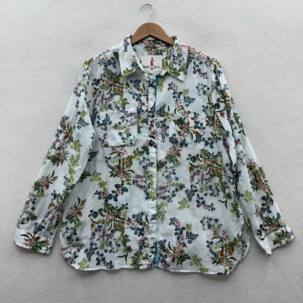 Boho Jane Women’s Medium Reworked Button Up Long Sleeve Floral Shirt